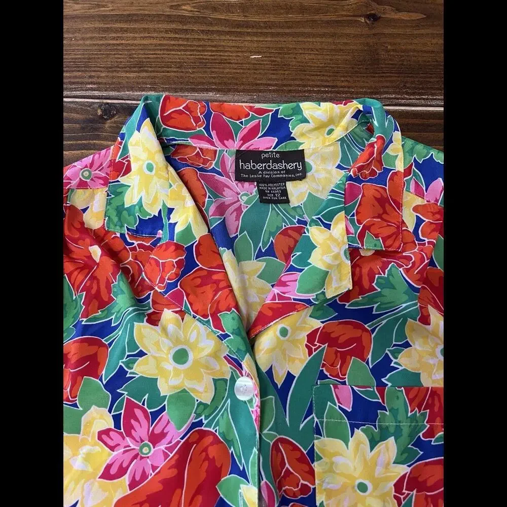 Vintage Haberdashery Hawaiian Shirt SZ 12 Medium Floral Pattern​ - Picture 2 of 4